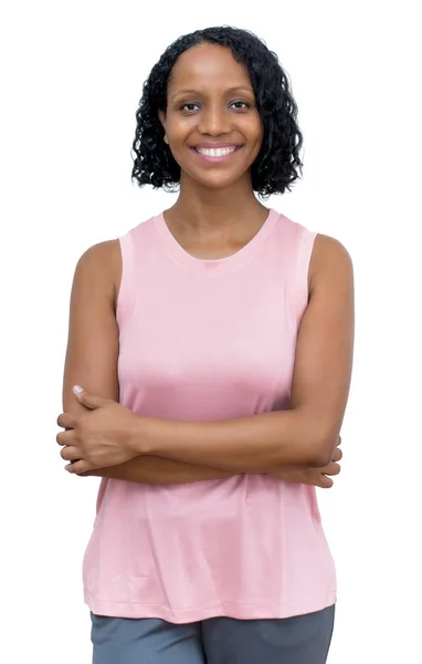 Laughing sporty african american mature woman — Stock Photo, Image