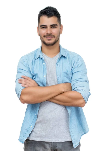 Homem hipster hispânico com barba e roupas casuais — Fotografia de Stock