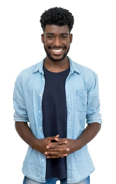 Knappe Afrikaanse Amerikaanse man met baard en casual kleding — Stockfoto