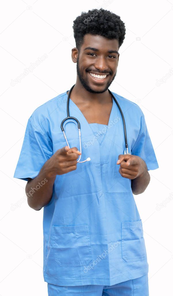 Laughing african american medical student