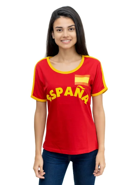 Mooie vrouwelijke voetbalfan uit Spanje — Stockfoto