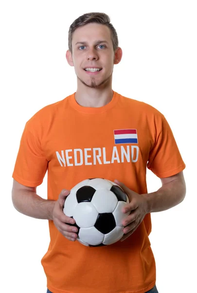 Fã de futebol dos Países Baixos com futebol — Fotografia de Stock