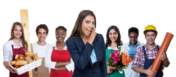 Hermoso aprendiz de negocios latinoamericano con grupo de internat —  Fotos de Stock