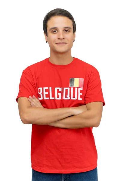 Футбольный фанат Бельгии с короткими волосами — стоковое фото