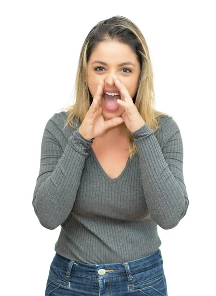 Fuerte grito de rubia madura mujer adulta — Foto de Stock
