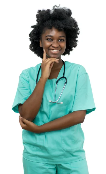 Pěkný Africký Americký Žena Zdravotní Sestra Izolované Bílé Pozadí Pro — Stock fotografie