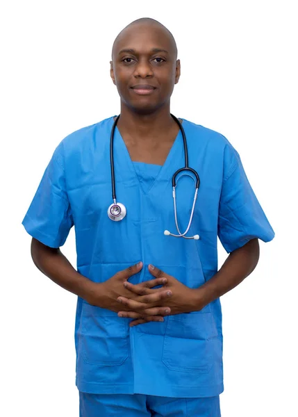 Serious African American Mature Adult Doctor Isolated White Background Cut — Stock Photo, Image