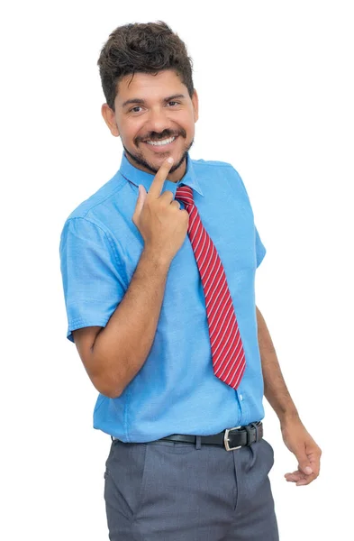 Empresario Latinoamericano Con Barba Corbata Aislada Sobre Fondo Blanco Para —  Fotos de Stock