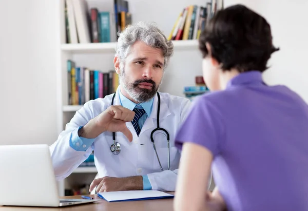 Mature Doctor Bad News Patient Hospital Clinic — Stock Photo, Image