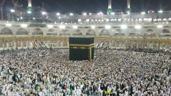 Holy Kaaba Center Islam Located Masjid Haram Mecca Crowd People — Stock Photo, Image