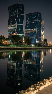Lusail,Qatar- 01 January 2019 : Beautiful lusail tower during the night