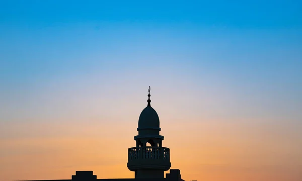 Фоновое Изображение Минарета Мечети Закате Солнца — стоковое фото