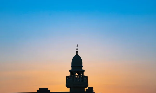 Imagen Fondo Del Minarete Mezquita Durante Puesta Del Sol —  Fotos de Stock