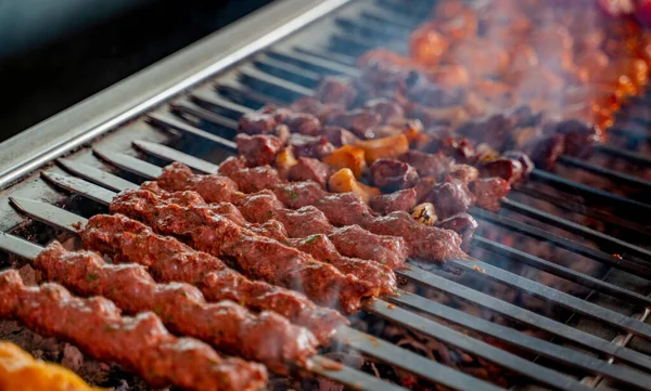 Tikka Shish Kofta Kebabs Barbacoa Carbón —  Fotos de Stock