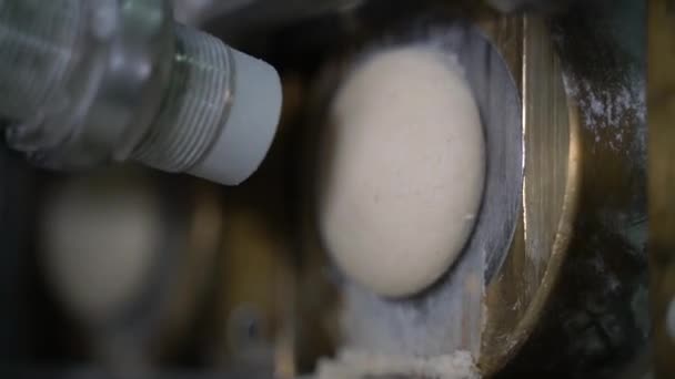 機械でアラビアパンの生産のショットの閉じる アラビアパンの生産 — ストック動画