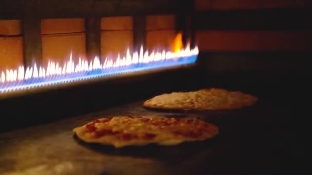 Nahaufnahme Der Libanesischen Arabischen Pizza Die Ofen Zubereitet Wird Und — Stockvideo