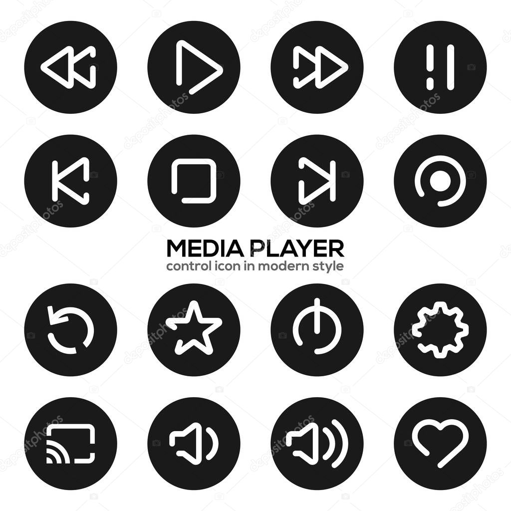 Media player control icon in modern style for designers in the design of all kinds of works. Beautiful and modern icon which can be used in many purposes Eps10 vector.