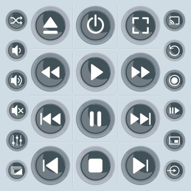 Media player control buttons set for designers in the design of all kinds of works. Beautiful and modern icon which can be used in many purposes Eps10 vector. clipart