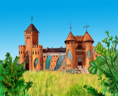 Yazın güneşli şato Nesselbeck 