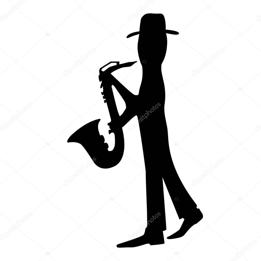 Saxophonist silhouette. Saxophonist. Vector isolated. Jazz theme. Saxophone musician.