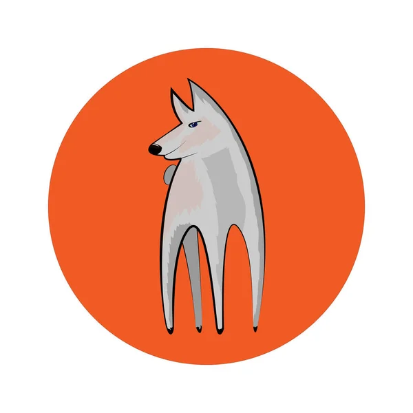 Logo Grijze Hond Een Achtergrond Van Een Cirkel Cartoon Grappige — Stockvector