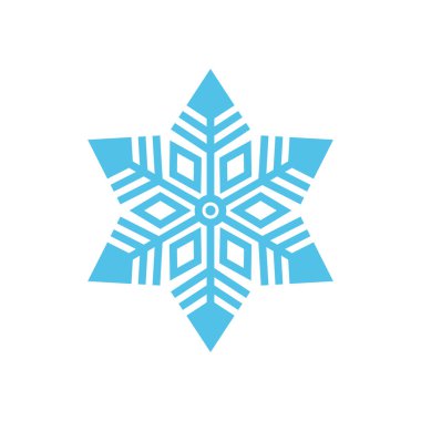 Şirin Kar Tanesi Simgesi Vektörü, Noel Tatili Kar Tanesi Logosu Tasarımı. Beyaz arkaplan ile Mavi Kar Tanesi Vektörü illüstrasyonu.