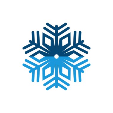 Şirin Kar Tanesi Simgesi Vektörü, Noel Tatili Kar Tanesi Logosu Tasarımı. Beyaz arkaplan ile Mavi Kar Tanesi Vektörü illüstrasyonu.