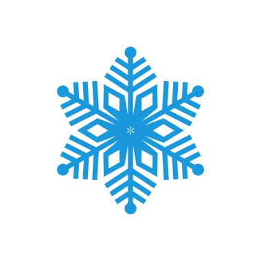 Şirin Kar Tanesi Simgesi Vektörü, Noel Tatili Kar Tanesi Logosu Tasarımı. Beyaz arkaplan ile Mavi Kar Tanesi Vektörü illüstrasyonu.