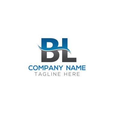 Mavi Harf Logosu ve Su Dalgası İşletme Vektör Şablonu. Yaratıcı Soyut Harf Bl Logo Tasarımı.