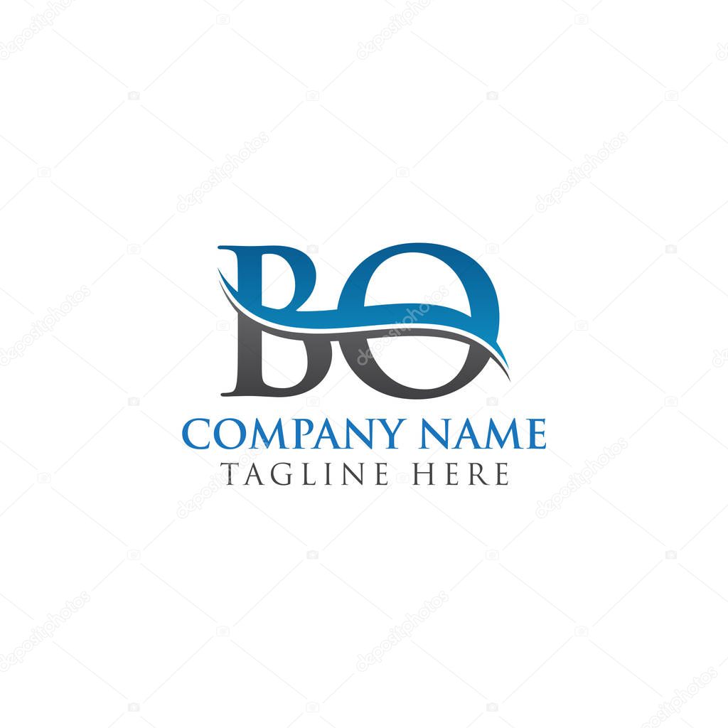 BO Letter Logo With Water Wave Business Typography Vector Template. Creative Abstract Letter BO Logo Design.