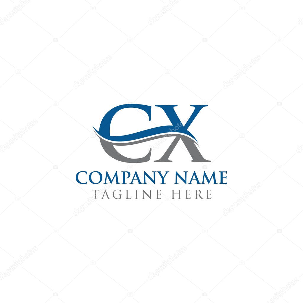 Initial CX Letter Logo With water wave Business Typography Vector Template. Creative Abstract Letter CX Logo Design.