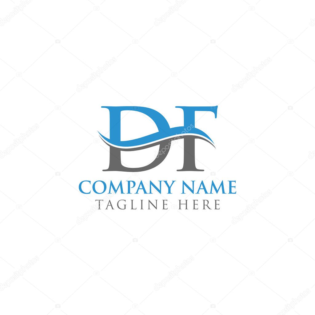 Initial DF Water Wave Letter Logo With Creative Modern Typography Vector Template. DF Logo Design