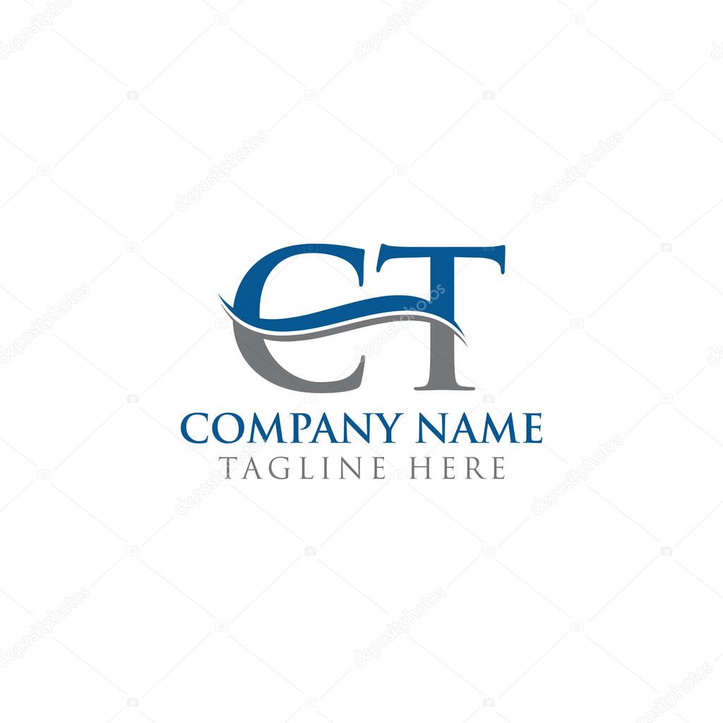 Initial CT Letter Logo With water wave Business Typography Vector Template. Creative Abstract Letter CT Logo Design.