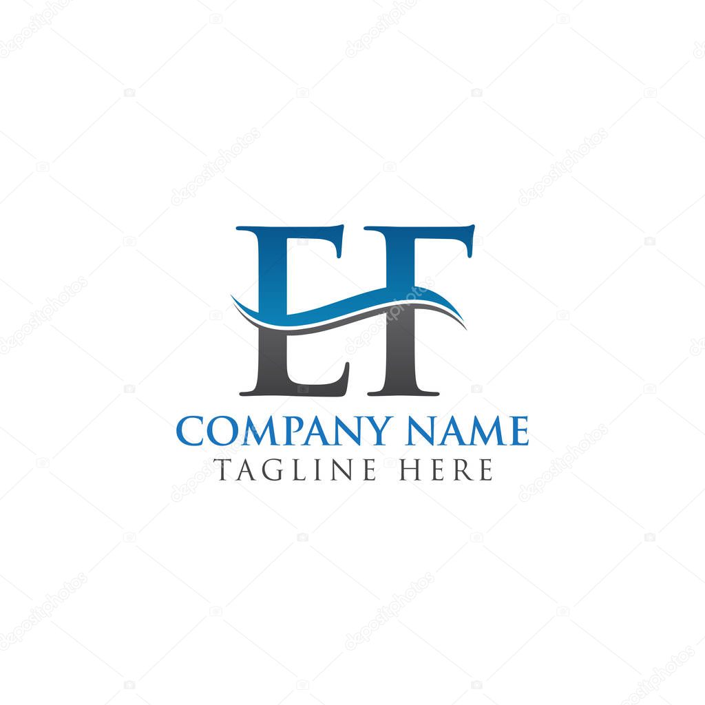 Initial EF Letter Linked Logo Business Vector Template. Water Wave EF Logo Design
