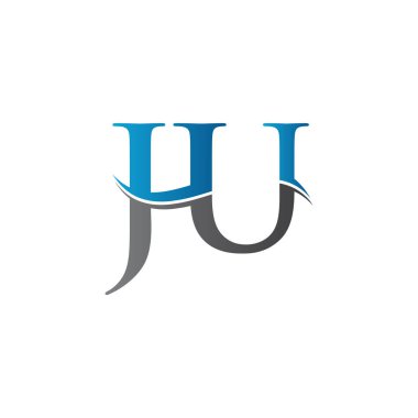 Ju harfi Tip Logo Tasarım Şablonu. Soyut Harf Ju logosu Tasarımı