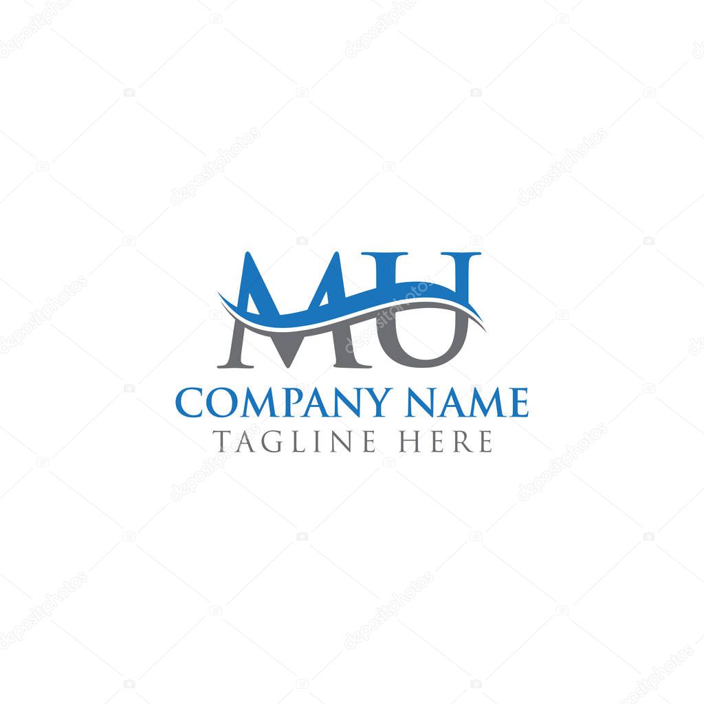 Initial MU letter Logo Design vector Template. Abstract Letter MU logo Design