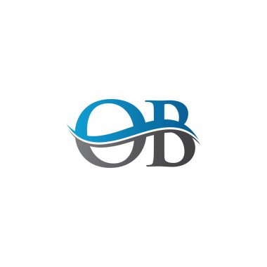 Swoosh Harf Ob Logosu Tasarım Vektör Şablonu. Ob Harfi Logo Tasarımı
