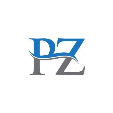 Swoosh Harf Pz Logo Tasarım Vektör Şablonu. Pz Harf Logosu Tasarımı