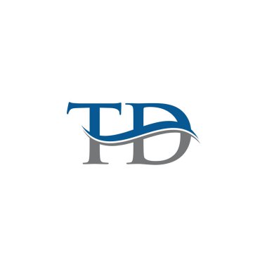 Swoosh Harf Td Logo Tasarım Vektör Şablonu. Td Harf Logosu Tasarımı