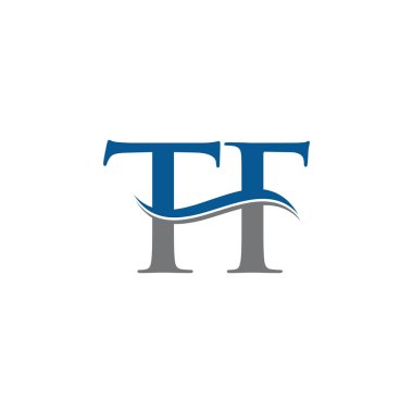 Swoosh Harf Logosu Tasarım Vektör Şablonu. Tf Harfi Logo Tasarımı