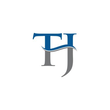 Swoosh Harf Tj Logo Tasarım Vektör Şablonu. TJ Harf Logo Tasarımı