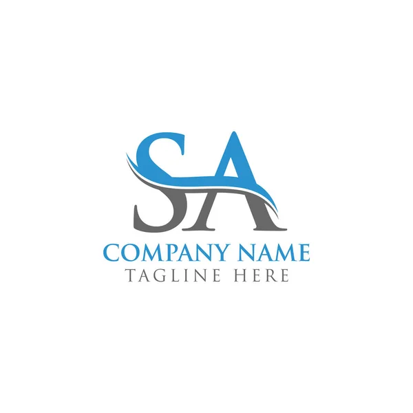 Swoosh Harf Sa Logo Tasarım Vektör Şablonu. Sa Letter Logo Tasarımı