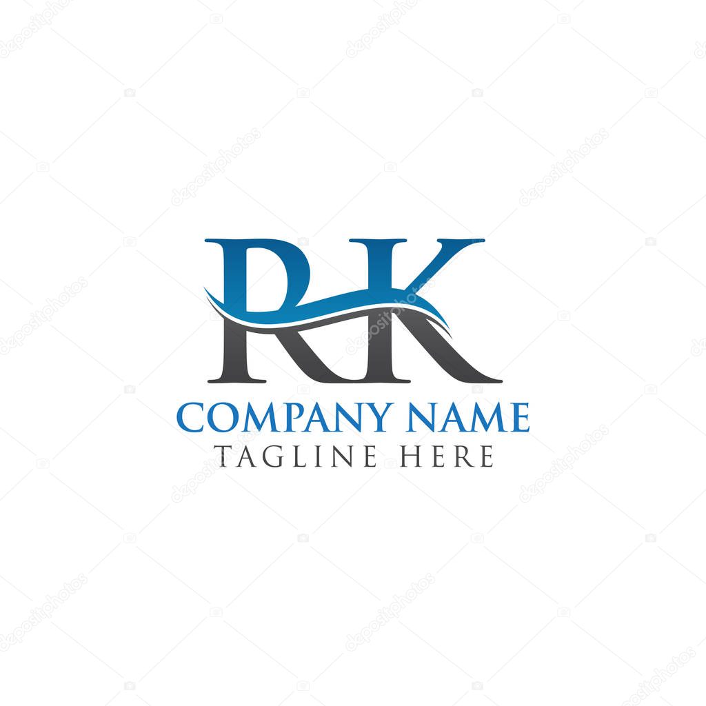 Swoosh Letter RK Logo Design Vector Template. RK Letter Logo Design