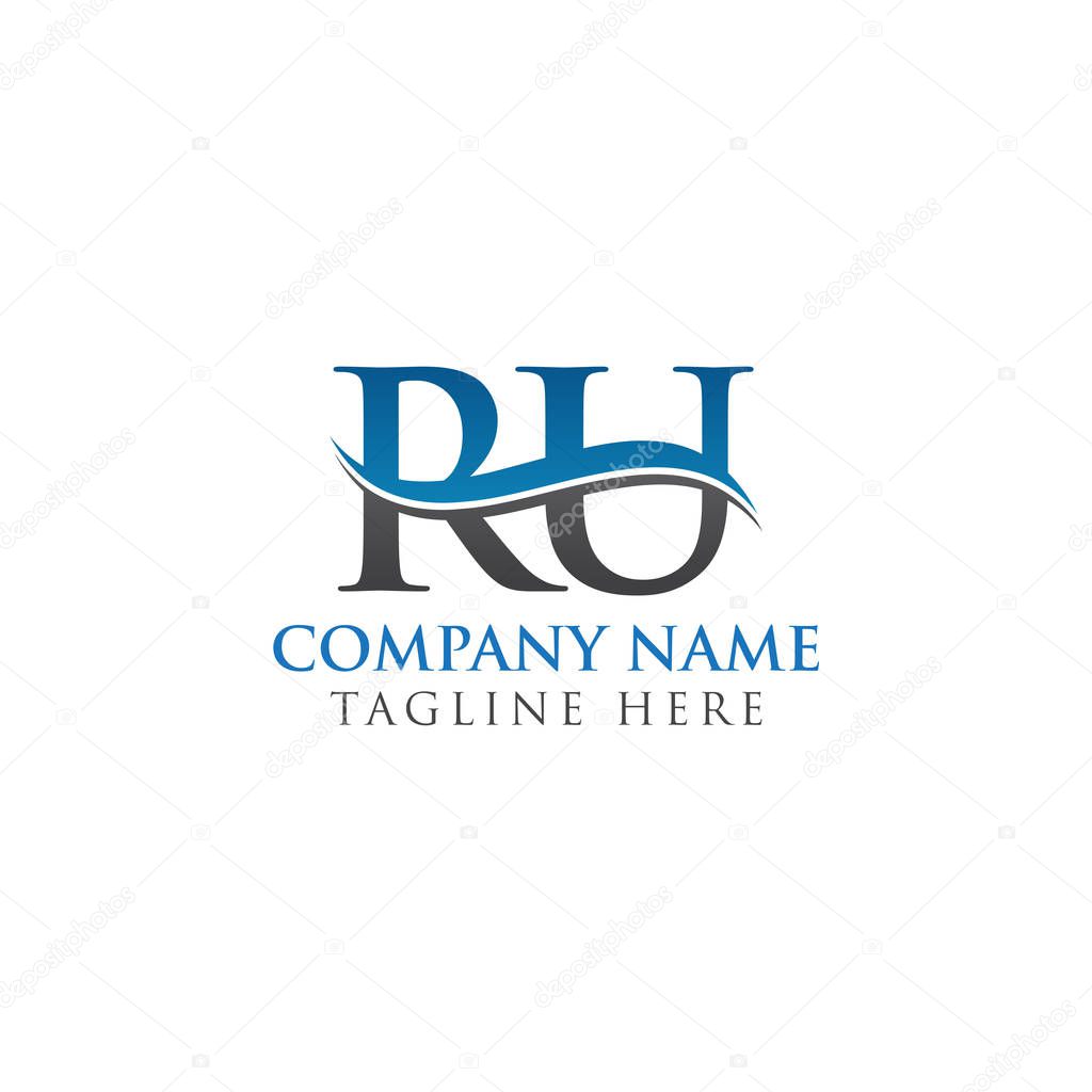 Swoosh Letter RU Logo Design Vector Template. RU Letter Logo Design