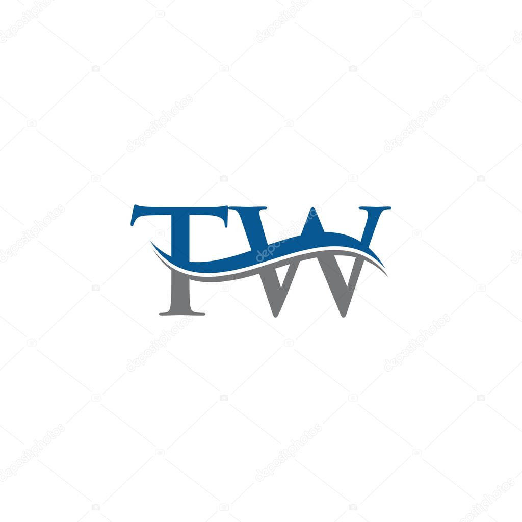 Swoosh Letter TW Logo Design Vector Template. TW Letter Logo Design