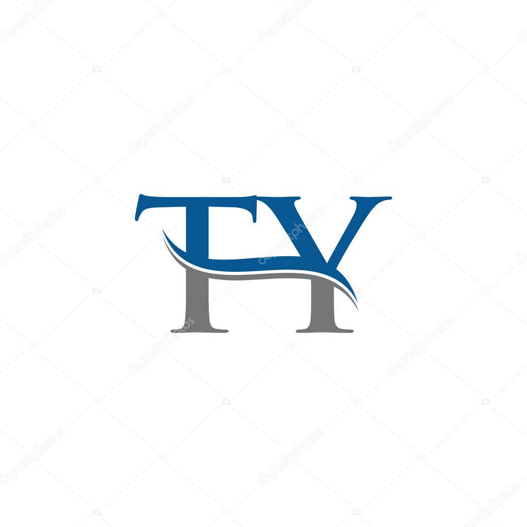Swoosh Letter TY Logo Design Vector Template. TY Letter Logo Design