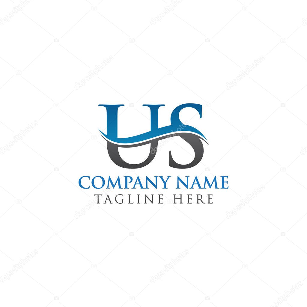 Swoosh Letter US Logo Design Vector Template. US Letter Logo Design