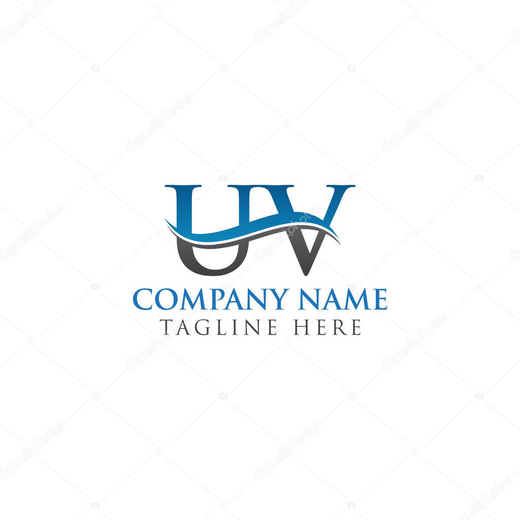 Swoosh Letter UV Logo Design Vector Template. UV Letter Logo Design
