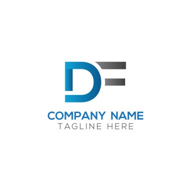Yaratıcı Typography Vector Şablonu olan ilk Df Harfi Logosu. Yaratıcı Soyut Harf Df Logosu Tasarımı
