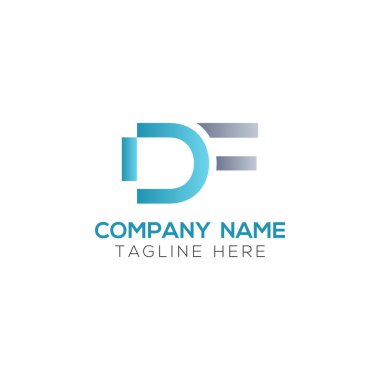 Yaratıcı Typography Vector Şablonu olan ilk Df Harfi Logosu. Yaratıcı Soyut Harf Df Logosu Tasarımı